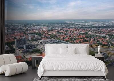 Panoramic aerial drone summer view over Viborg, Denmark Wall mural