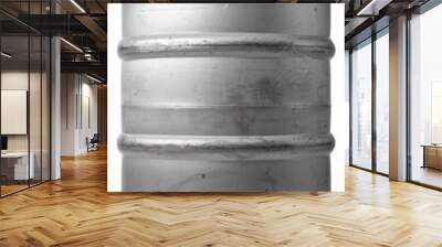 Metal beer keg side view isolated transparent PNG. Real scratched metal barrel Wall mural