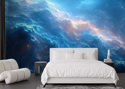 A background with a gradient from light to dark, with the lightest point being a blank blue space. Wall mural