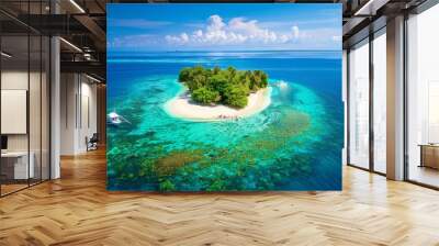 A paradise island with ivory beaches and watercraft Wall mural