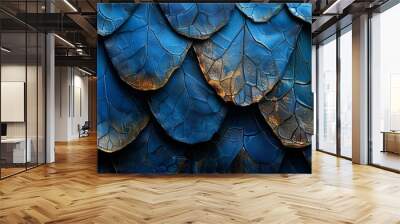 A texture of blue animal skins or scales with beautiful patterns. Wall mural