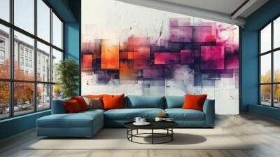 Abstract inkblot art resembling interconnected blocks. Wall mural