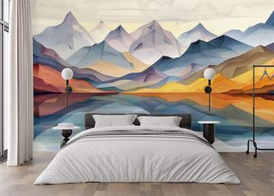 Abstract landscape with block formations resembling mountains. Wall mural