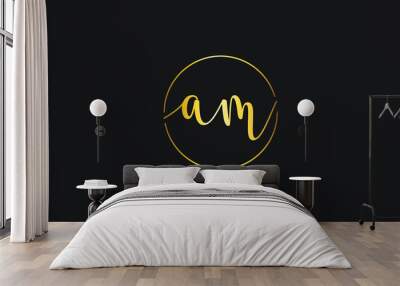 am or ma and a, m Lowercase Cursive Letter Initial Logo Design, Vector Template Wall mural