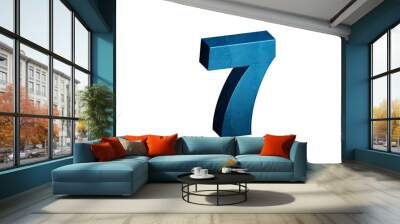 Number Seven 3D text in Blue Color And Blue Lines, number 7 Blue color report, progress, transparent, PNG Wall mural