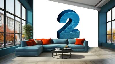 Number Two 3D text in Blue Color And Blue Lines, number 2 Blue color report, progress, transparent, PNG Wall mural