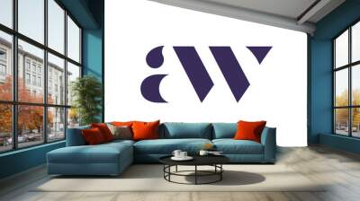 aw or wa and a, w Lowercase Letter Initial Logo Design, Vector Template Wall mural