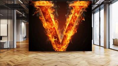 fiery font letter V Wall mural