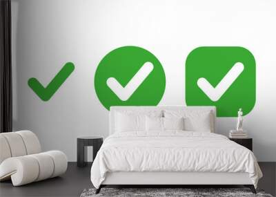 Green check mark icon Wall mural