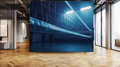 Gym background, volleyball net in dim light Wall mural