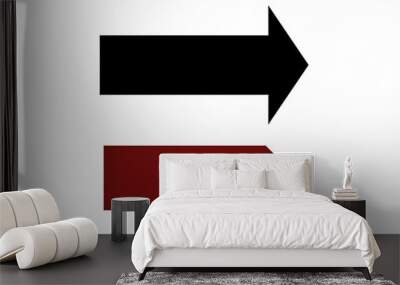 Red and white arrows,Set Of Red Colour Arrows. White Black Colour Back Side. Wall mural