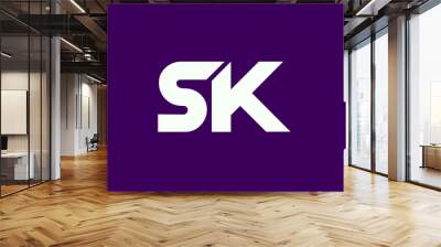 SK or KS and S, K Uppercase Letter Initial Logo Design, Vector Template Wall mural