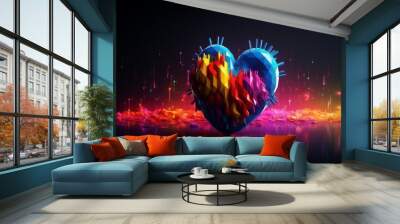 Vibrant color heart beat line concept Wall mural