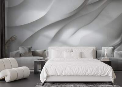 white abstract wallpaper featuring soft, organic shapes reminiscent of clouds or waves. Living room Wall mural