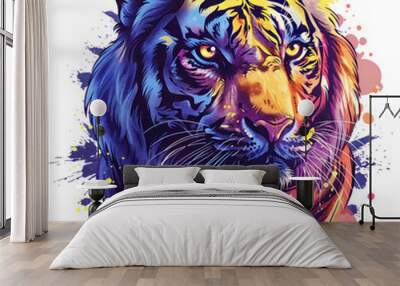 coloful tiger t-shirt design for dtf, dtg and sublimation printing Wall mural