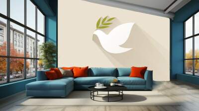 Peace dove with olive branch. Vector illustration Wall mural