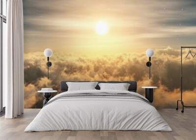 Beautiful clouds, panorama of clouds, above the clouds, clouds from above, flying above Wall mural