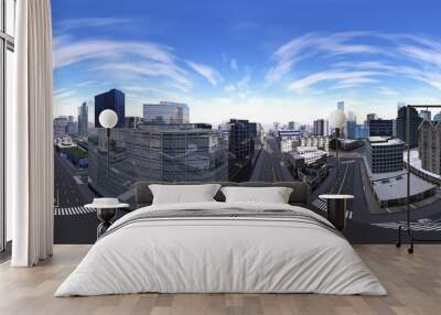 HDRI map. Panorama of the city. Environment map.  equidistant projection. Spherical panorama. Wall mural