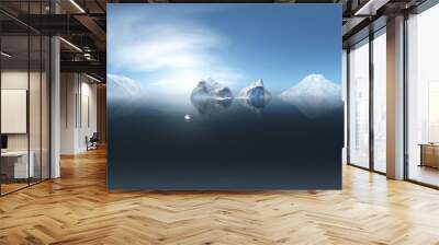 icebergs, ice in the northern sea, HDRI, environment map, Round panorama, spherical panorama, equidistant projection, panorama 360 Wall mural