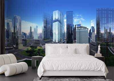 Panorama of the city. Environment map. HDRI map. equidistant projection. Spherical panorama.
3D rendering Wall mural