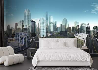 Panorama of the city. Environment map. HDRI map. equidistant projection. Spherical panorama.
3D rendering Wall mural