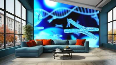 X chromosome on a blurred background, human genome, scientific abstraction, 3D rendering Wall mural