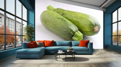 two zucchini on a white background Wall mural