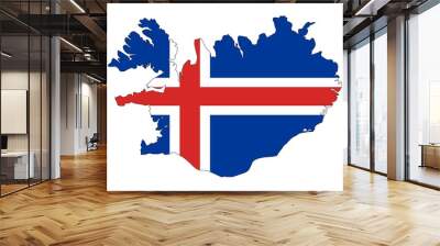 Iceland national flag isolated on white background. Iceland is a Nordic island country between the North Atlantic and Arctic Oceans, on the Mid-Atlantic Ridge between North America and Europe. Wall mural