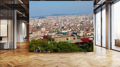 Istanbul sunset panorama. Panoramic view of Istanbul where the two continents meets. Wall mural