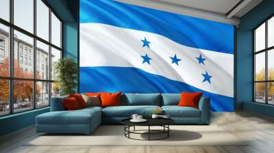 Republic of Honduras national flag isolated on white background. Honduras is a country in Central America. Wall mural