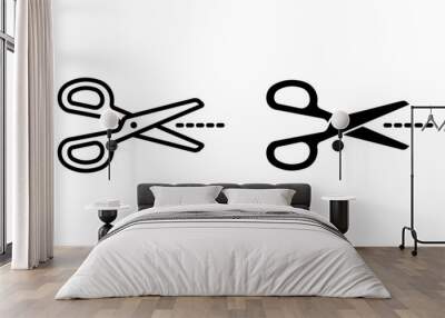 Scissors icon set. Cut sign. for mobile concept and web design. vector illustration Wall mural