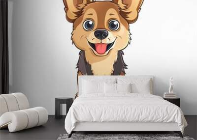 Cute cartoon puppy dog sitting and panting Wall mural