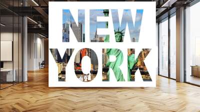 New York city name - USA travel destination sign on white background Wall mural