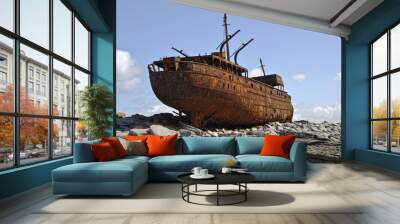 old rusty ship wreck Wall mural