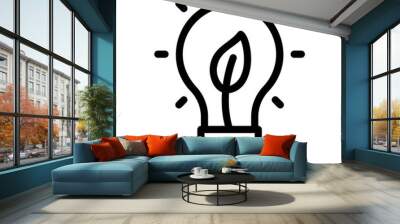 bulb icon with a leaf for sustainable energy Wall mural