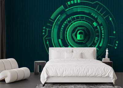 2d illustration technology cyber security Wall mural