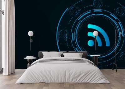 2d illustration WiFi symbol sign Wall mural