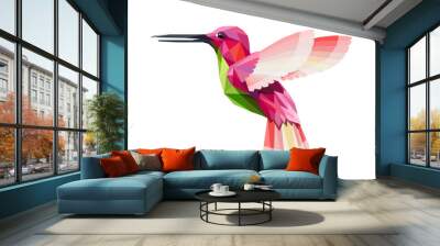 Hummingbird colorful low poly vector illustration Wall mural