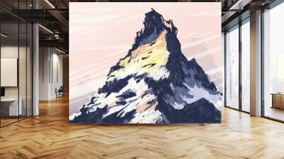 Mountain Matterhorn illustration on colorful beautiful background Wall mural