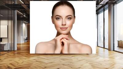 Beautiful brunette woman with healthy skin beauty concept Wall mural