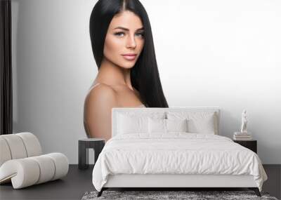 Beautiful long hair woman with black hairstyle Wall mural