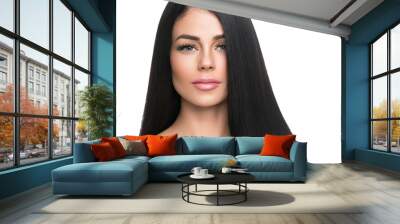 Beautiful long hair woman with black hairstyle Wall mural