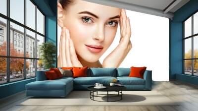 Beautiful Woman Face Portrait Beauty Skin Care Concept. Isolated on white Wall mural