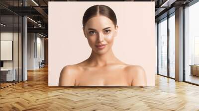 Beautiful woman face skin healthy beauty closeup female Wall mural