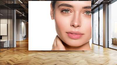 Beautiful woman face with natural make up healthy skin and beautiful eyes Wall mural