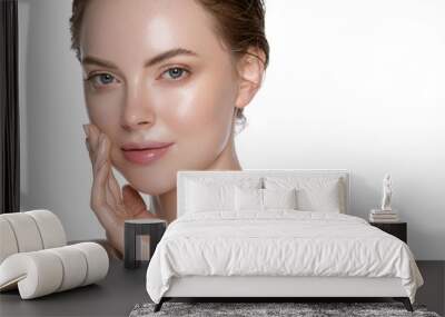 Beauty face healthy skin woman isolated on white Wall mural