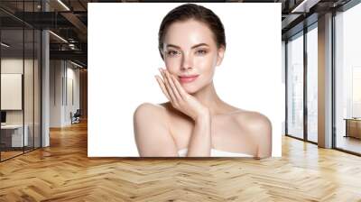 Beauty face healthy skin woman isolated on white Wall mural