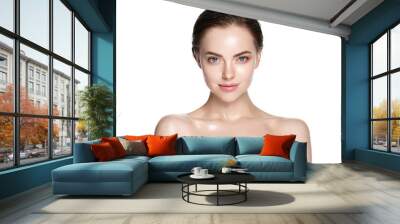 Beauty face healthy skin woman isolated on white Wall mural