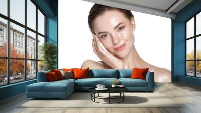 Beauty face healthy skin woman isolated on white Wall mural