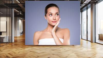 Beauty skin care woman face healthy skin natural makeup happy model Wall mural